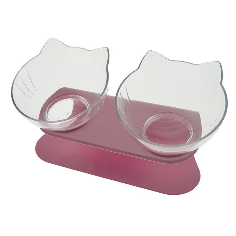 Cat Double Bowl Cat Food Bowl Protects Cervical Vertebra Pure Ember