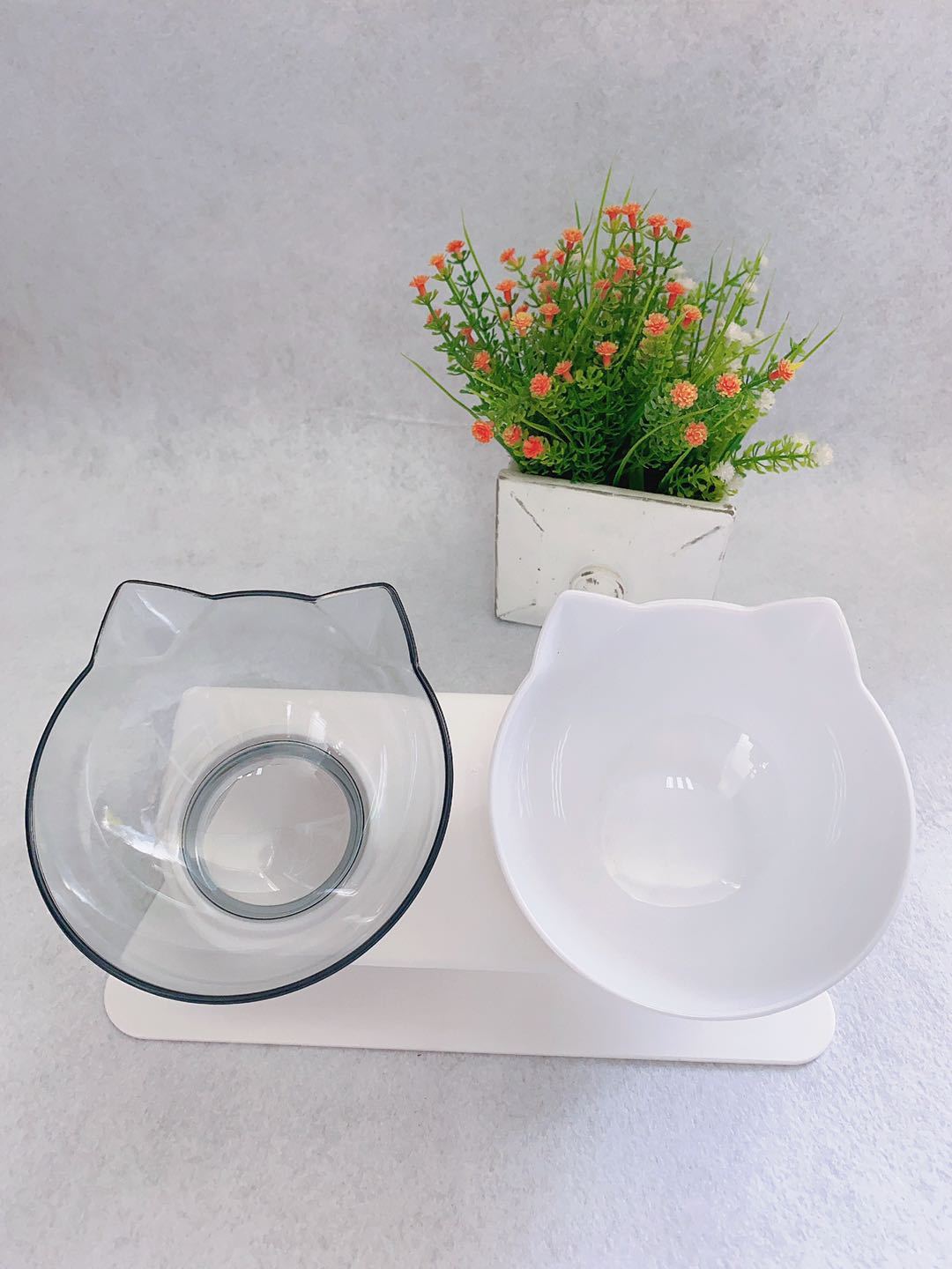 Cat Double Bowl Cat Food Bowl Protects Cervical Vertebra Pure Ember