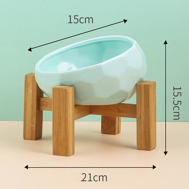 Pet Supplies Bowl Ceramic Cat Bowl Dog Bowl Oblique Mouth Pure Ember