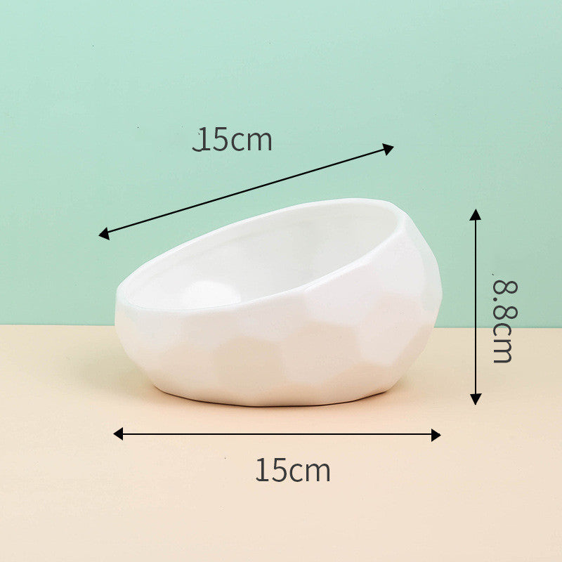Pet Supplies Bowl Ceramic Cat Bowl Dog Bowl Oblique Mouth Pure Ember