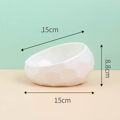 Pet Supplies Bowl Ceramic Cat Bowl Dog Bowl Oblique Mouth Pure Ember