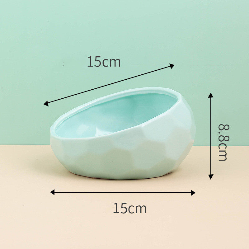 Pet Supplies Bowl Ceramic Cat Bowl Dog Bowl Oblique Mouth Pure Ember
