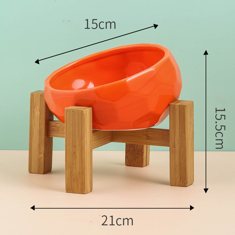 Pet Supplies Bowl Ceramic Cat Bowl Dog Bowl Oblique Mouth Pure Ember