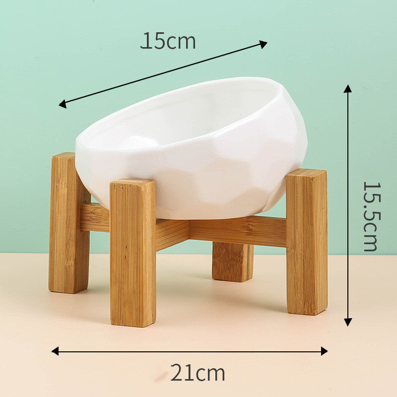 Pet Supplies Bowl Ceramic Cat Bowl Dog Bowl Oblique Mouth Pure Ember