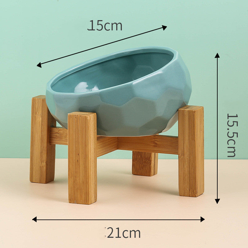 Pet Supplies Bowl Ceramic Cat Bowl Dog Bowl Oblique Mouth Pure Ember