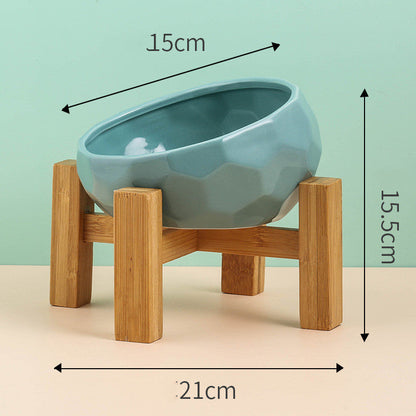 Pet Supplies Bowl Ceramic Cat Bowl Dog Bowl Oblique Mouth Pure Ember