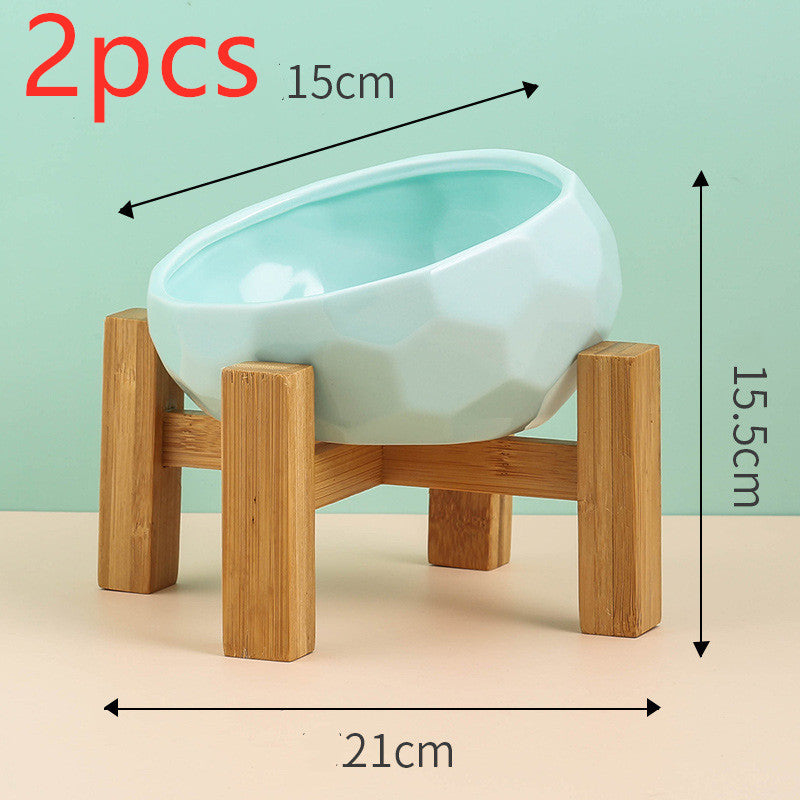 Pet Supplies Bowl Ceramic Cat Bowl Dog Bowl Oblique Mouth Pure Ember
