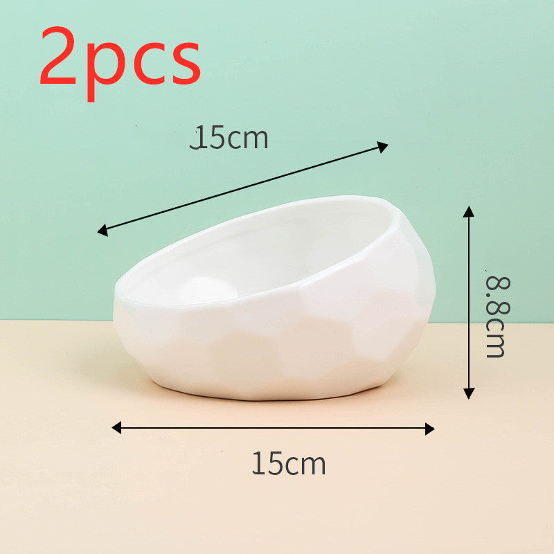Pet Supplies Bowl Ceramic Cat Bowl Dog Bowl Oblique Mouth Pure Ember
