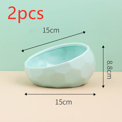 Pet Supplies Bowl Ceramic Cat Bowl Dog Bowl Oblique Mouth Pure Ember