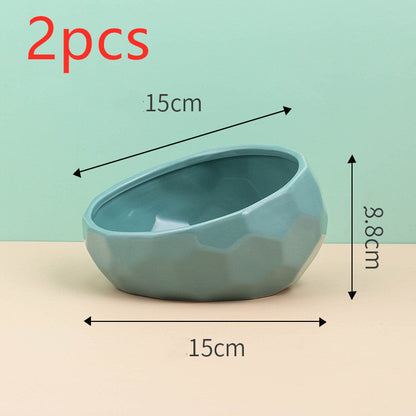 Pet Supplies Bowl Ceramic Cat Bowl Dog Bowl Oblique Mouth Pure Ember