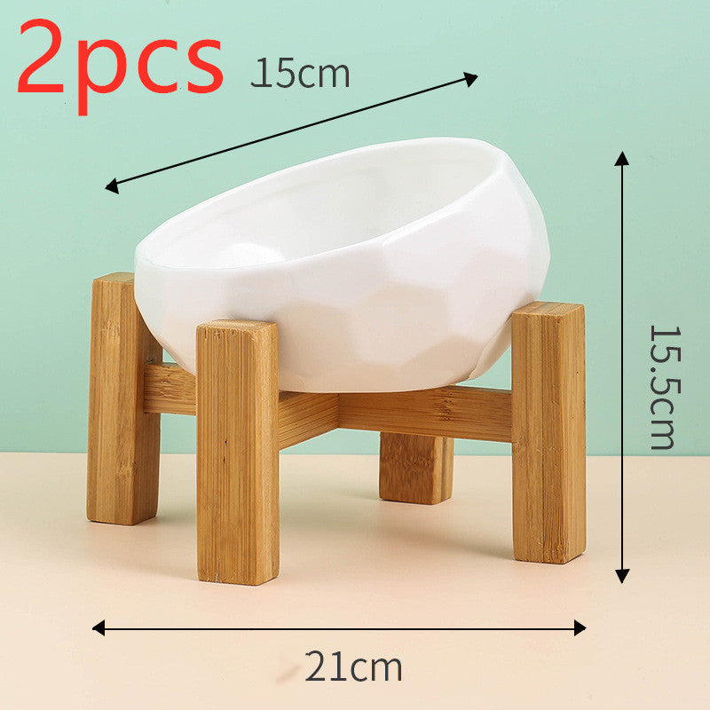 Pet Supplies Bowl Ceramic Cat Bowl Dog Bowl Oblique Mouth Pure Ember