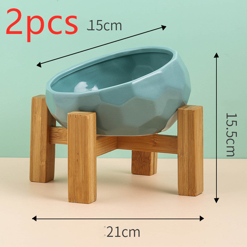Pet Supplies Bowl Ceramic Cat Bowl Dog Bowl Oblique Mouth Pure Ember