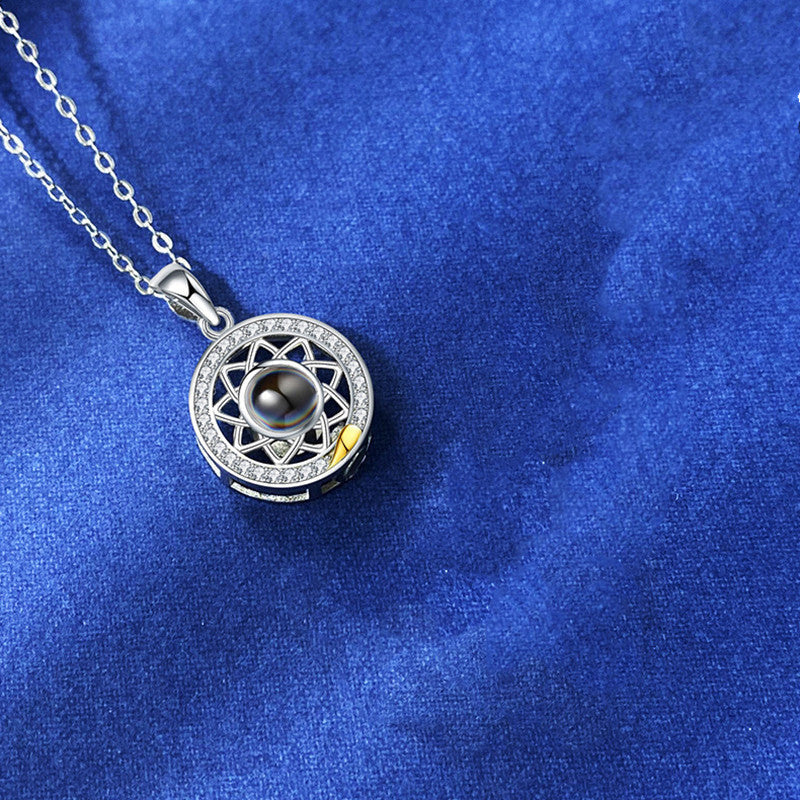 Sun Moon Shape Couple Necklaces - I Love You Projection Pendant Pure Ember