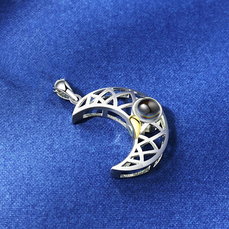 Sun Moon Shape Couple Necklaces - I Love You Projection Pendant Pure Ember