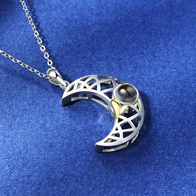 Sun Moon Shape Couple Necklaces - I Love You Projection Pendant Pure Ember
