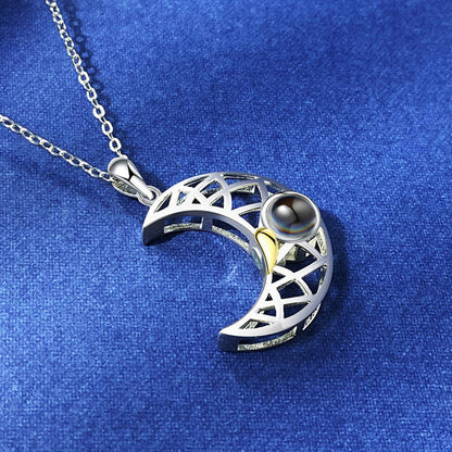 Sun Moon Shape Couple Necklaces - I Love You Projection Pendant Pure Ember