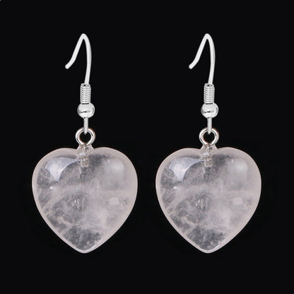 Love heart earrings natural crystal stone Pure Ember