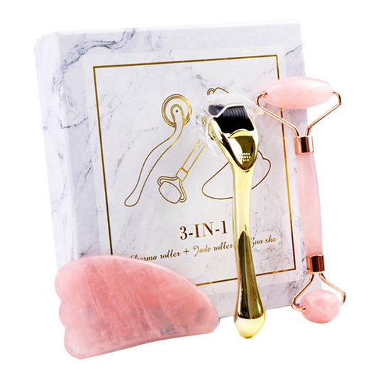 Micro-needle Powder Crystal Roller Jade Massager Face Scraping Board Beauty Spa Set Pure Ember