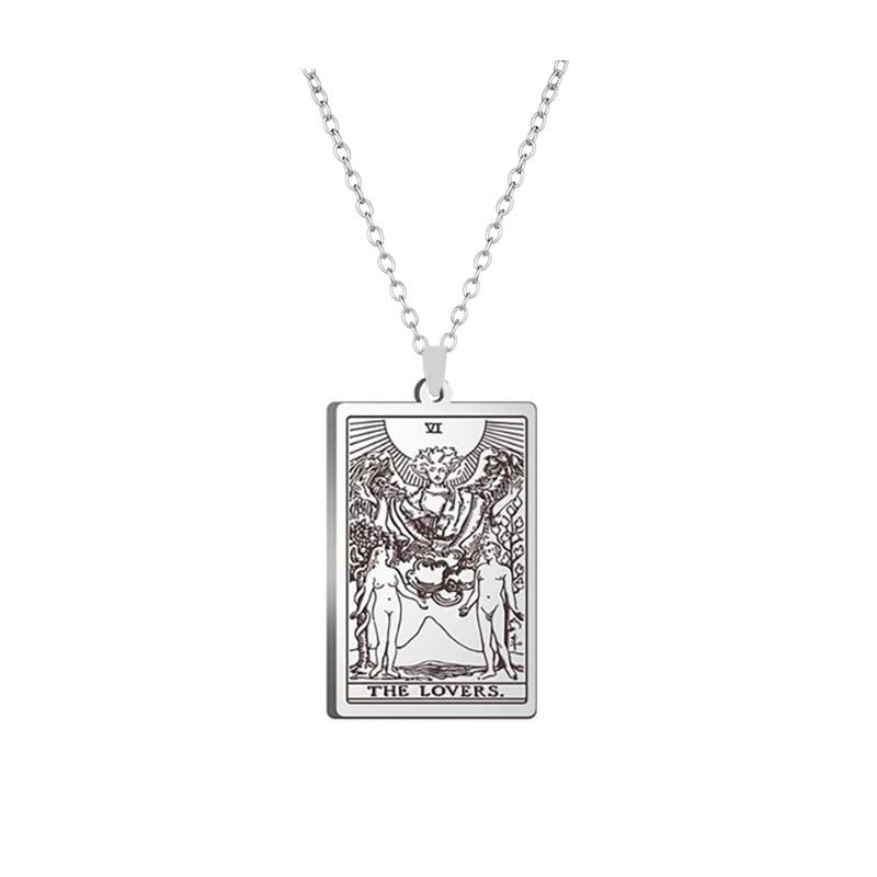 Alloy Electroplated Tarot Necklace Pure Ember the lovers