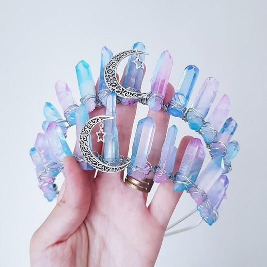 Natural Crystal Electroplating Frosted Crystal Crown Pure Ember