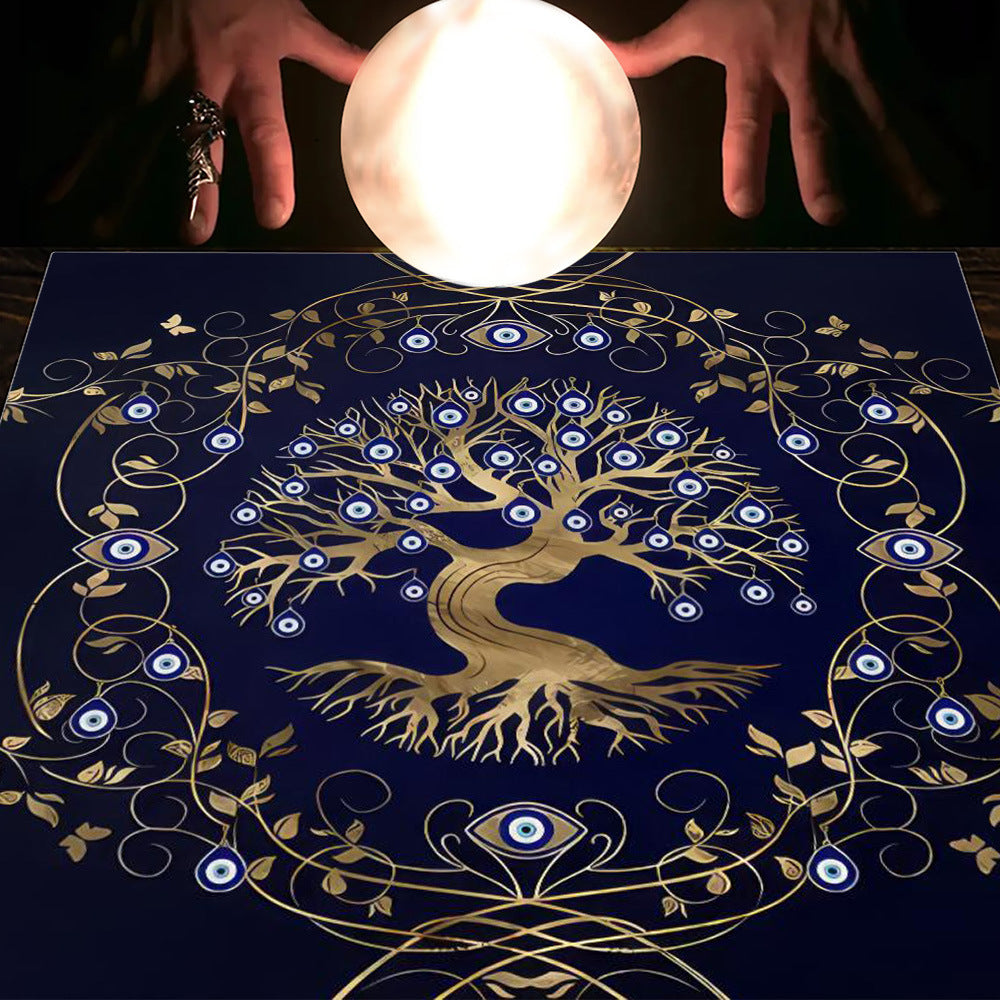 Tarot Tablecloth Cloth Cushion Tarot Moon Sun Lucky Tree Flannel Tablecloth Pure Ember