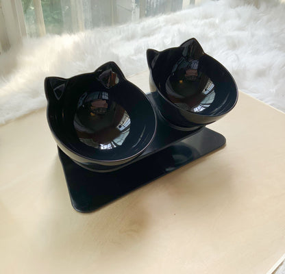 Cat Double Bowl Cat Food Bowl Protects Cervical Vertebra Pure Ember