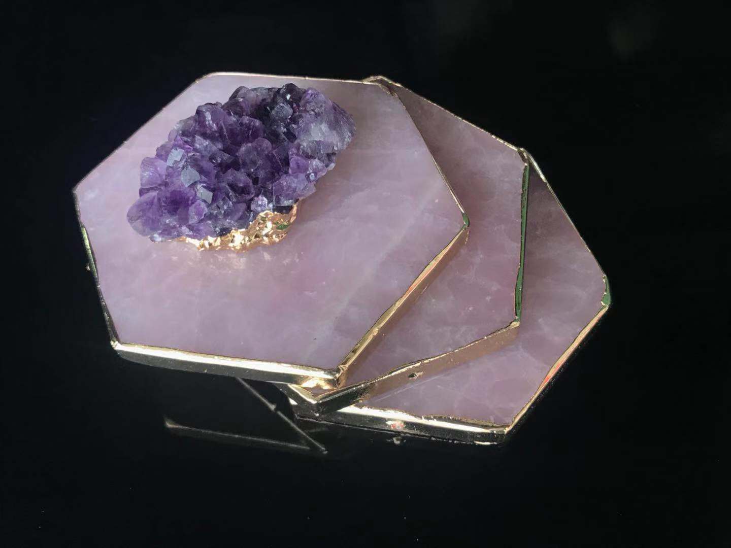 Natural hibiscus powder crystal coaster single or set of 4 Pure Ember