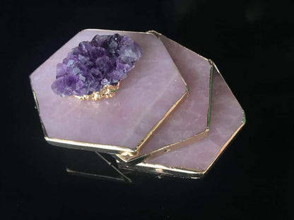 Natural hibiscus powder crystal coaster single or set of 4 Pure Ember