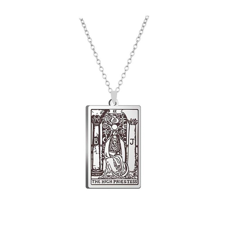 Alloy Electroplated Tarot Necklace Pure Ember the high priestess