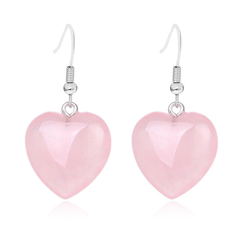 Love heart earrings natural crystal stone Pure Ember