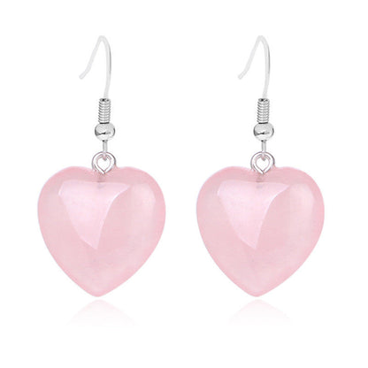 Love heart earrings natural crystal stone Pure Ember