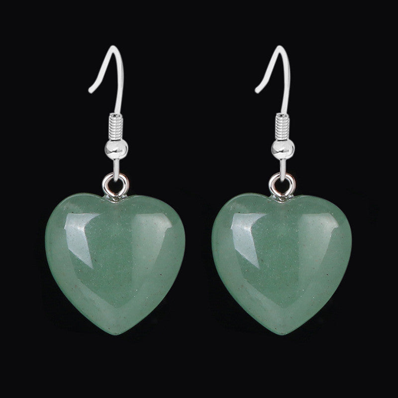 Love heart earrings natural crystal stone Pure Ember