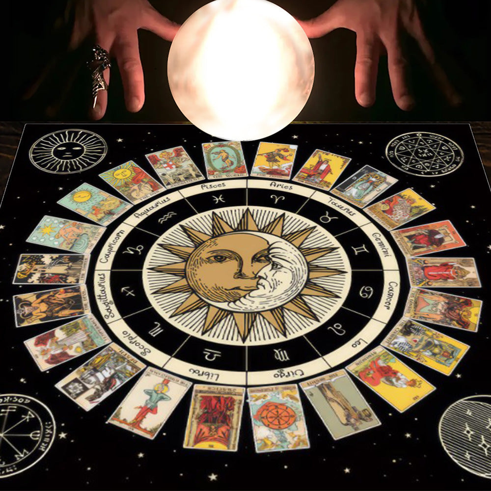Tarot Tablecloth Cloth Cushion Tarot Moon Sun Lucky Tree Flannel Tablecloth Pure Ember