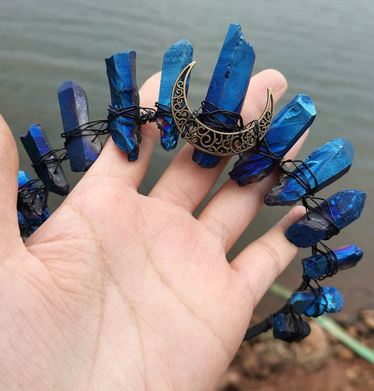 Natural Crystal Electroplating Frosted Crystal Witch Crown Pure Ember