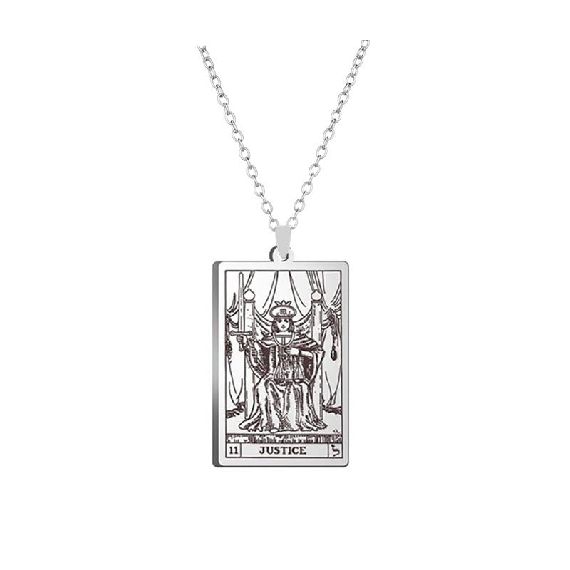 Alloy Electroplated Tarot Necklace Pure Ember justice