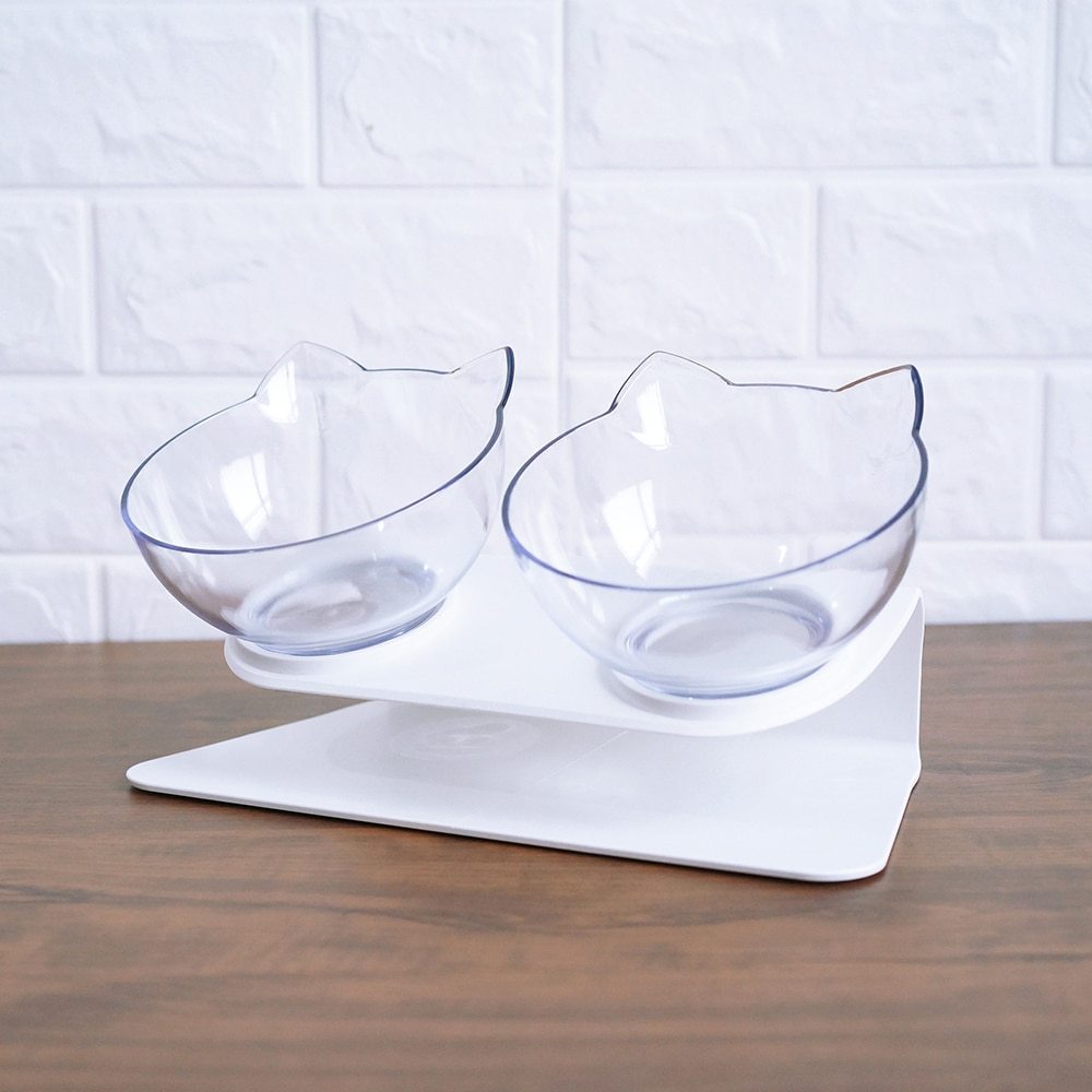 Cat Double Bowl Cat Food Bowl Protects Cervical Vertebra Pure Ember