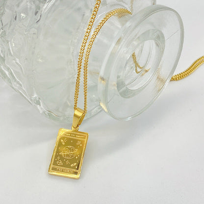 Tarot Pendant Necklace Stainless Steel Pure Ember the world