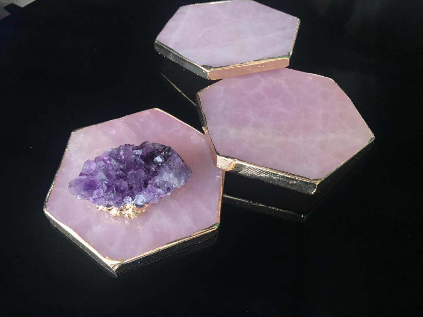 Natural hibiscus powder crystal coaster single or set of 4 Pure Ember