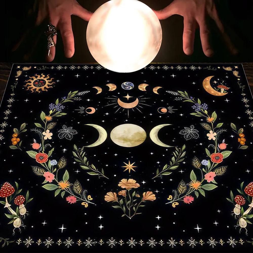 Tarot Tablecloth Cloth Cushion Tarot Moon Sun Lucky Tree Flannel Tablecloth Pure Ember