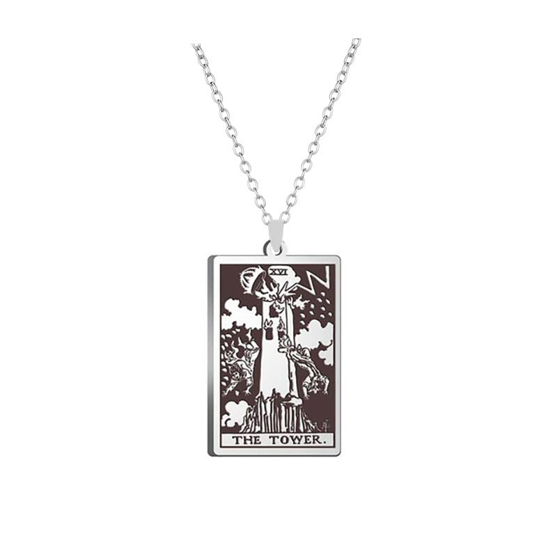 Alloy Electroplated Tarot Necklace Pure Ember the tower card