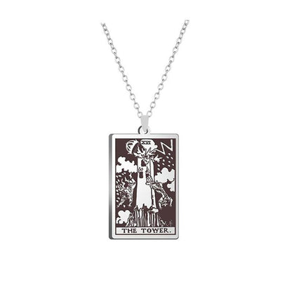 Alloy Electroplated Tarot Necklace Pure Ember the tower card