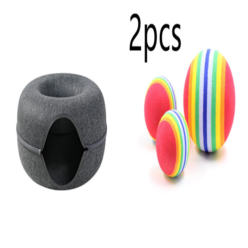 Cat Nest Round Woollen Felt Pet Dual-use Nest  & Tunnel Pure Ember