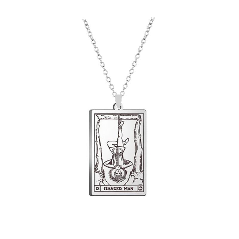 Alloy Electroplated Tarot Necklace Pure Ember hanged man