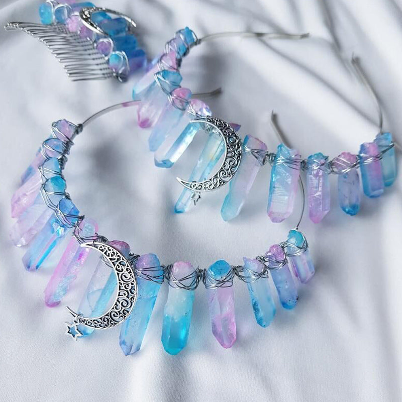 Natural Crystal Electroplating Frosted Crystal Crown Pure Ember