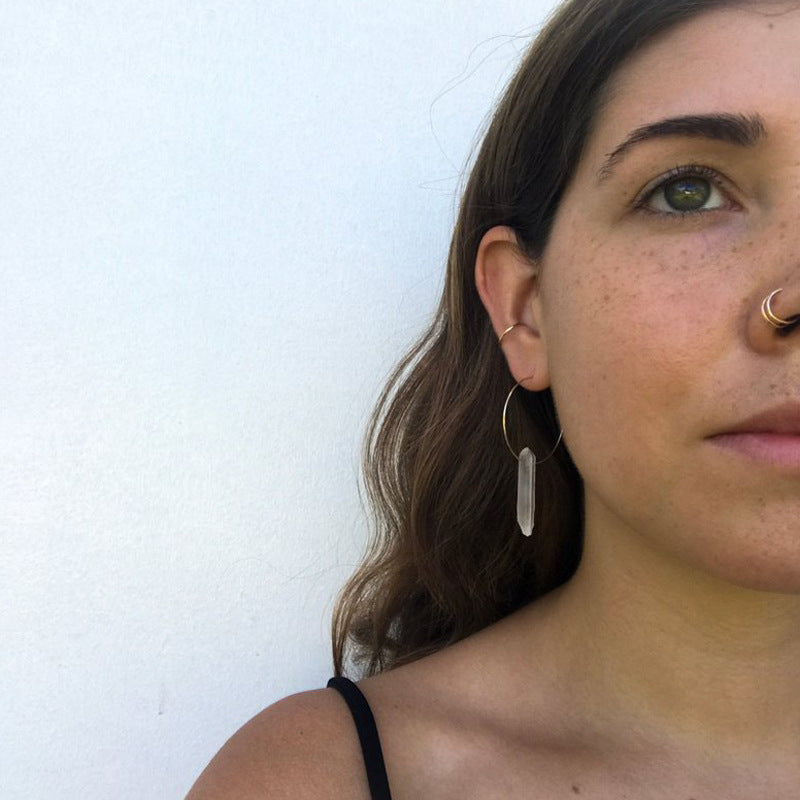 Natural White Crystal Pendant Earrings Pure Ember