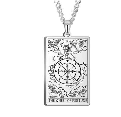 Alloy Electroplated Tarot Necklace Pure Ember the wheel of fortune