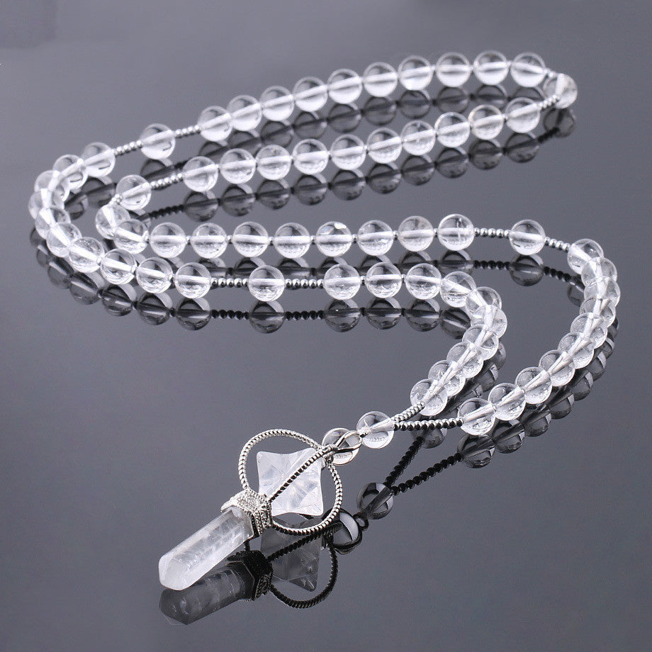 Natural White Crystal Column Natural Stone Necklace Pure Ember
