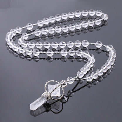 Natural White Crystal Column Natural Stone Necklace Pure Ember