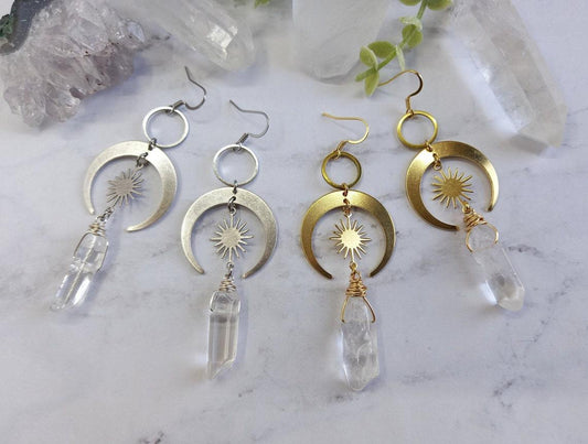 Women's Natural Crystal Hexagon Post Earrings Pure Ember