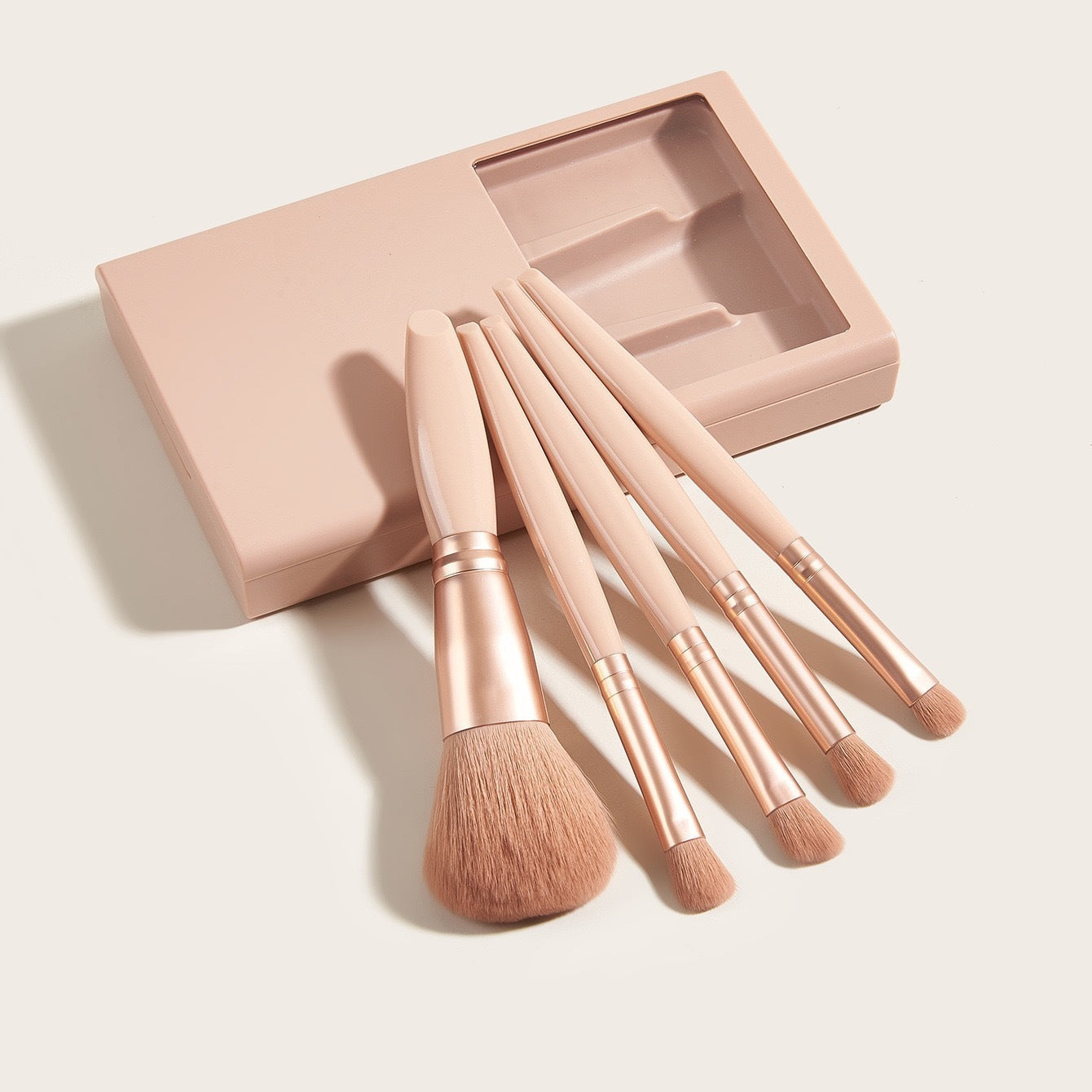 5 PCs Makeup Brushes With Mirror Travel Set Pure Ember